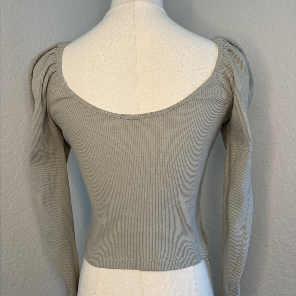 Zara Gray Ribbed Top - Picture 3 of 4